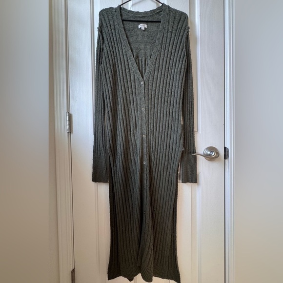 NWOT Anthropologie Pilcro Gauzy Distressed Long Duster Cardigan Sweater XS green - Picture 8 of 15